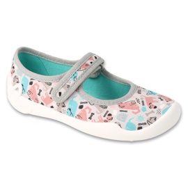 Pantuflas infantiles befado con velcro, suela transpirable, 114X550, gris/colorido 1