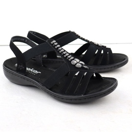Sandalias de mujeres Roman Black Rieker 60806-00 negro 2