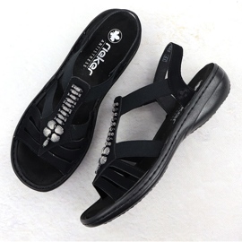 Sandalias de mujeres Roman Black Rieker 60806-00 negro 3