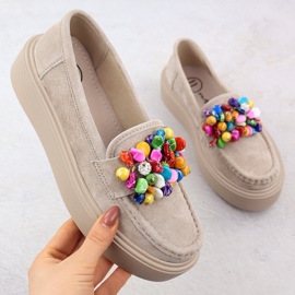 Mocasines de cuero en la plataforma con beige beige filippo dp6765 1 Mocasines de cuero en la plataforma con beige beige filippo dp6765 1