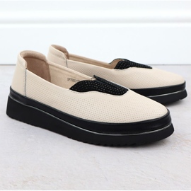 Zapatos de cuero para mujeres Filippo Beige perforado 2