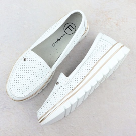 Mocasines de cuero abierto en la plataforma blanca Filippo DP7006 blanco 3