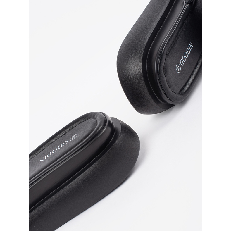Goodin Chanclas negras cómodas en la plataforma negro 1