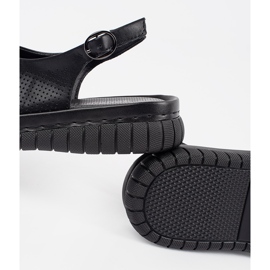 Goodin Sandalias negras elegantes de cuero negro 1