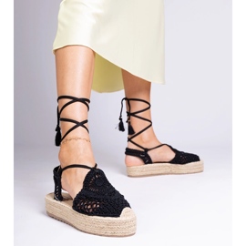 Sandalias trenzadas de alpargatas negras negro 1