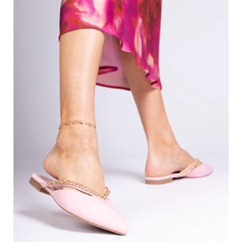 Pink Elegant Flip -Flops decorados con una cadena rosado 3