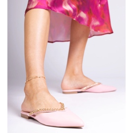 Pink Elegant Flip -Flops decorados con una cadena rosado 2