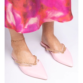 Pink Elegant Flip -Flops decorados con una cadena rosado 4