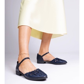 Sandalias de Openwork Blue azul marino con circones 1