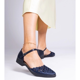 Sandalias de Openwork Blue azul marino con circones 2