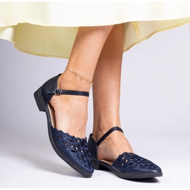 Sandalias de Openwork Blue azul marino con circones 3