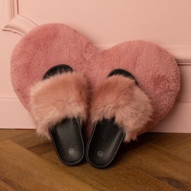 Chanclas de niños rosas con pelaje rosado 1