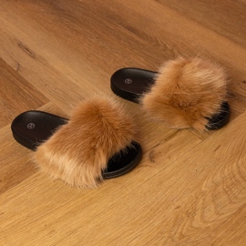 Chanclas de niños marrones con pelaje marrón 1