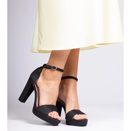 Sandalias de alto brillo de las mujeres negras negro 2