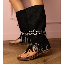 Sandalias de mujeres negras con una parte superior alta negro 2