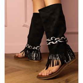 Sandalias de mujeres negras con una parte superior alta negro 3