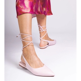 Tacones planos rosados hechos de eco -sather 1 Tacones planos rosados hechos de eco -sather 1