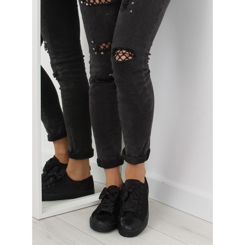 Sneakers mujer negro satinado 16-509 Allblack 1