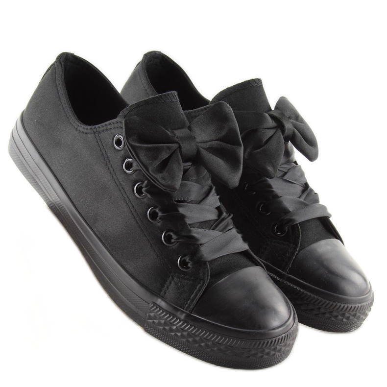 Sneakers mujer negro satinado 16-509 Allblack 2