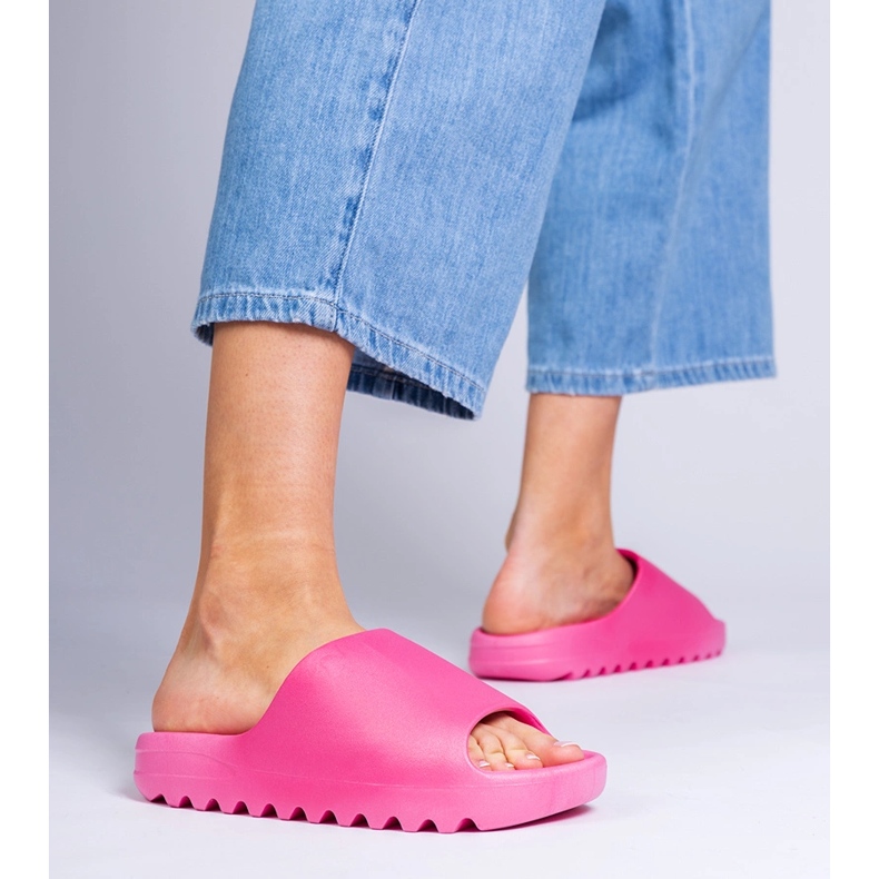 Chanclas de goma fucsia para mujeres rosado 1