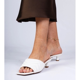 Chanclas blancas de tacón bajo blanco 3