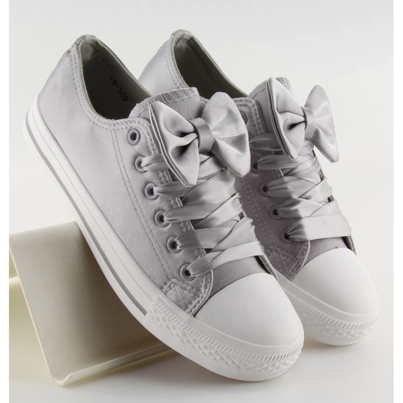 Deportivas mujer gris satinado gris 16-509 1 Deportivas mujer gris satinado gris 16-509 1