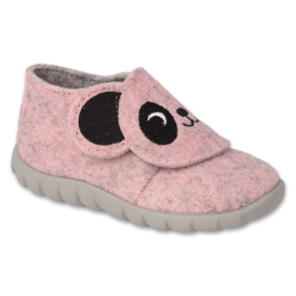 Pantuflas infantiles befado con velcro 620P018 rosa rosado 1