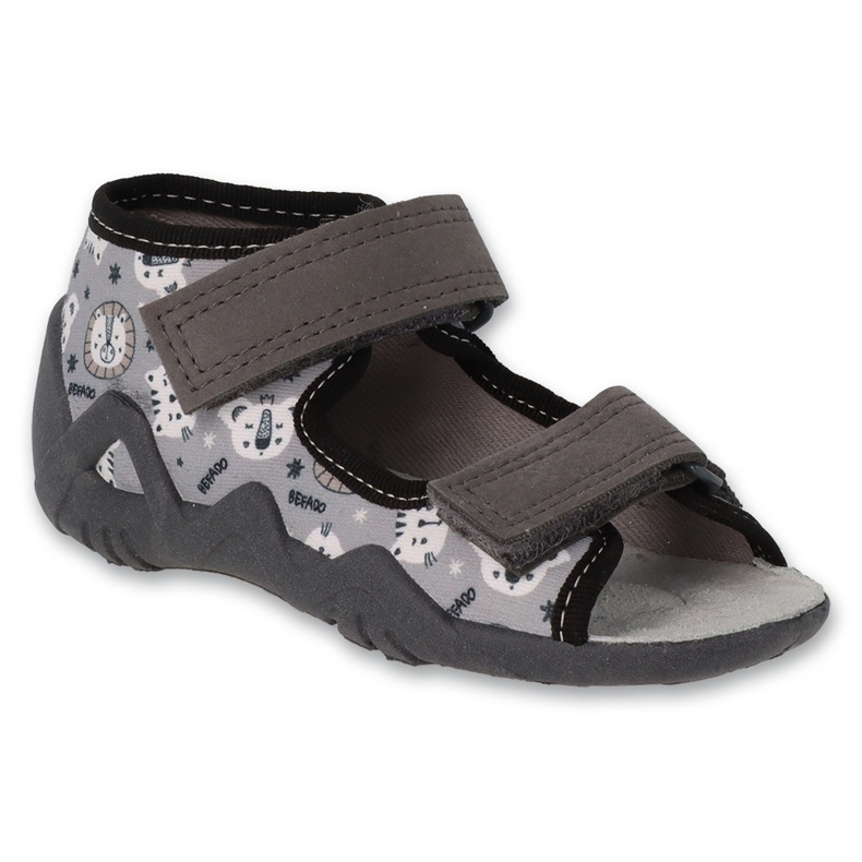 Pantuflas infantiles befado con aplicación de piel 350P047 gris 1