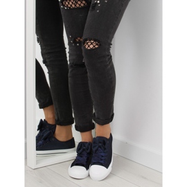 Deportivas mujer raso azul marino 1