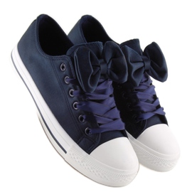 Deportivas mujer raso azul marino 2