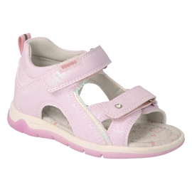 Sandalias infantil befado con velcro, aplicación de piel 170P091, rosa rosado 1