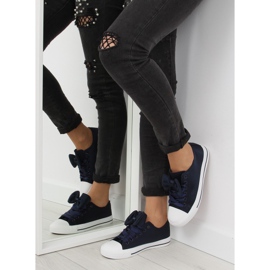Deportivas mujer raso azul marino 3