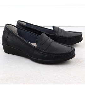 Mocasines de cuero para mujeres en la elevación Black Sabatina Jhy01 negro 2