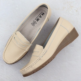 Mocasines de cuero para mujeres en la elevación beige sabatina jhy01 2