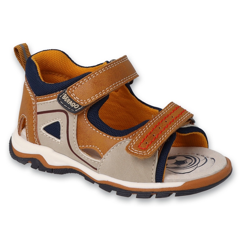 Sandalias infantil befado con aplicación de piel 170P099 marrón-beige 1