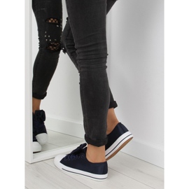 Deportivas mujer raso azul marino 5