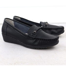 Mocasines de cuero para mujeres en la elevación Black Sabatina Jhy02 negro 2