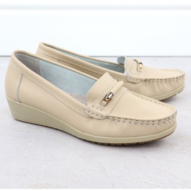 Mocasines de cuero para mujeres en la elevación beige sabatina jhy02 2