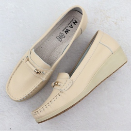 Mocasines de cuero para mujeres en la elevación beige sabatina jhy02 3