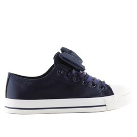 Deportivas mujer raso azul marino 6