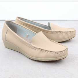 Mocasines de cuero para mujeres en la elevación beige sabatina jhy03 2