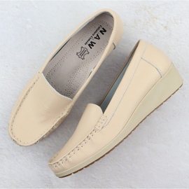 Mocasines de cuero para mujeres en la elevación beige sabatina jhy03 3