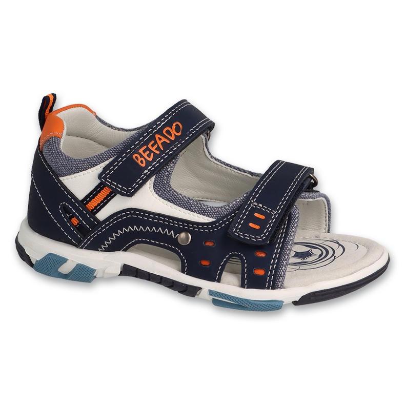 Sandalias infantil befado, aplicación de piel, 170X103, azul marino 1 Sandalias infantil befado, aplicación de piel, 170X103, azul marino 1