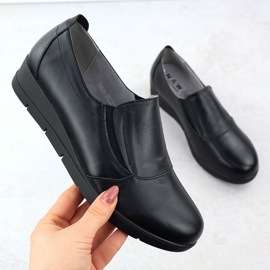Zapatos de cuero para mujeres en rodajas resbaladas Black Sabatina Jhy203 negro 1