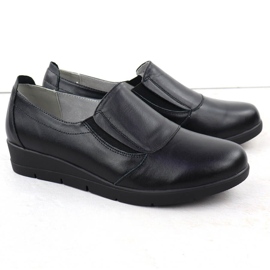 Zapatos de cuero para mujeres en rodajas resbaladas Black Sabatina Jhy203 negro 2