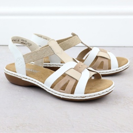 Comfort Sandalias para mujeres insertadas en borras blancas Rieker 65918-81 blanco 2
