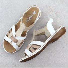 Comfort Sandalias para mujeres insertadas en borras blancas Rieker 65918-81 blanco 3