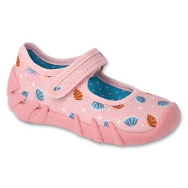 Pantuflas infantiles befado 109N266 rosa con conchas de colores 1