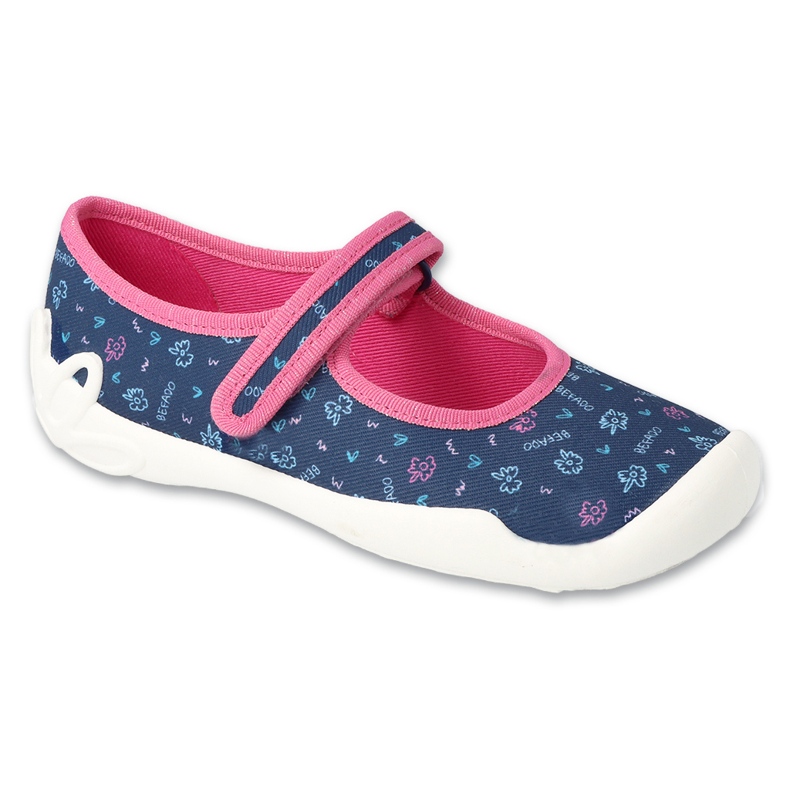 Zapatillas para niños de Befado 114Y517 marina rosa en patrones azul 1