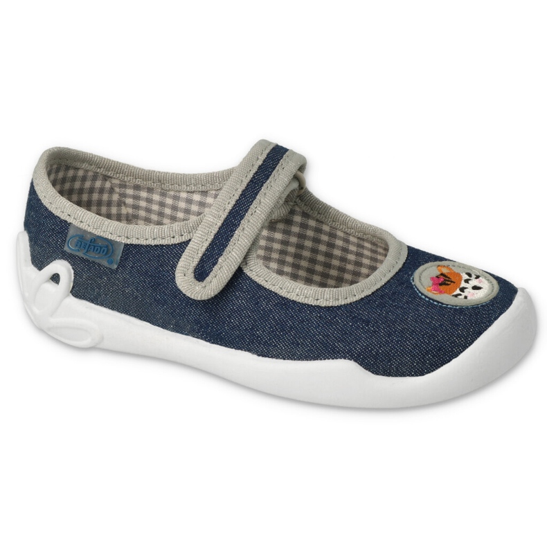 Pantuflas infantiles befado con aplique velcro 114X498 azul marino 1